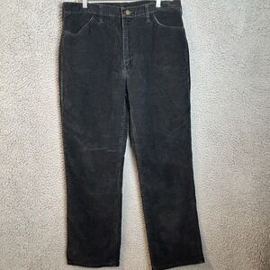 Vintage Rustler Mens 34x28 Black Corduroy Pants Straight Leg Made In USA